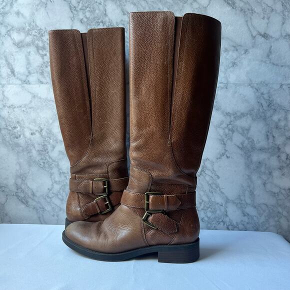 Enzo Angiolini Easporty Cognac Leather Riding Boots US 6.5 - Picture 1 of 11
